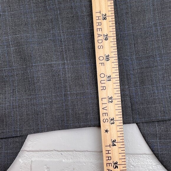 Joseph Scafidi Suit Men 49/42W x 30L Gray Blue Plaid Bespoke Classic USA VTG - Picture 15 of 16